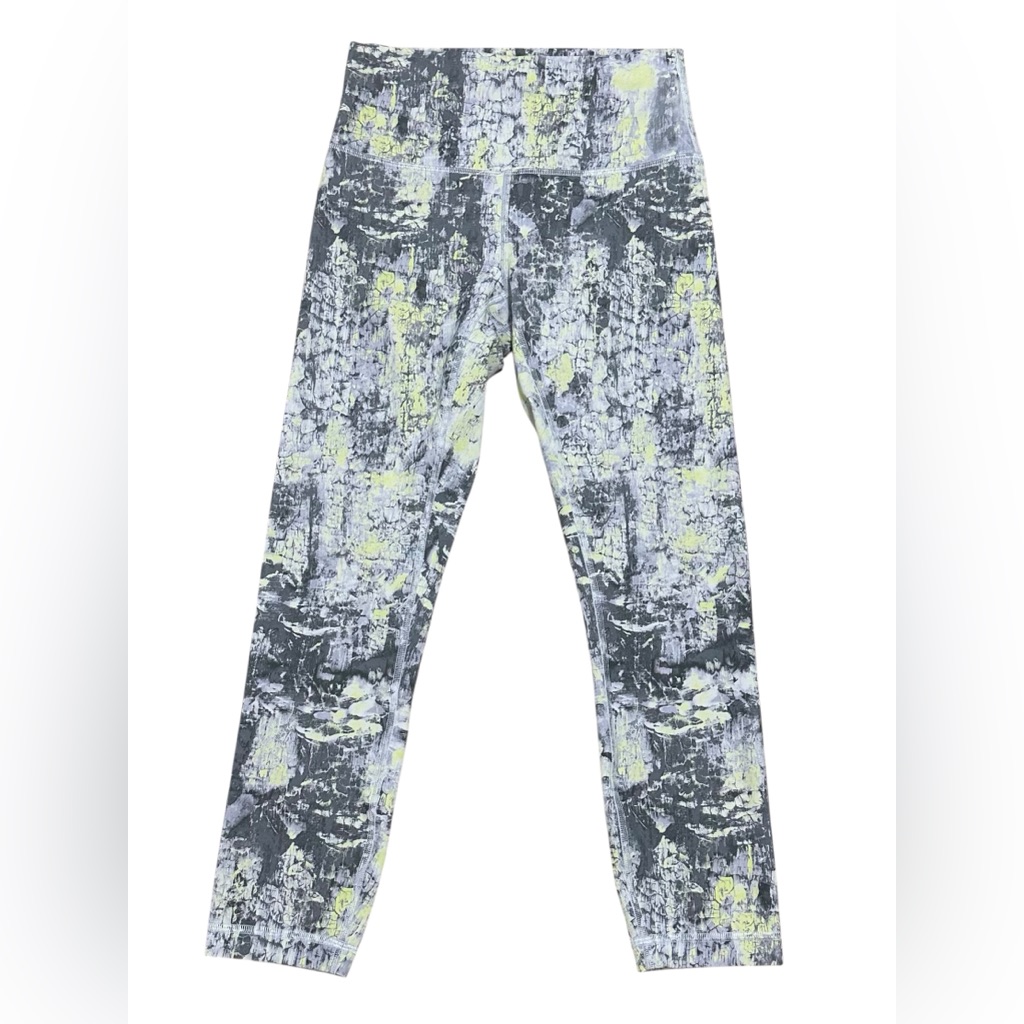 Lululemon Athletica. Gray & Lime Abstract Print Leggings